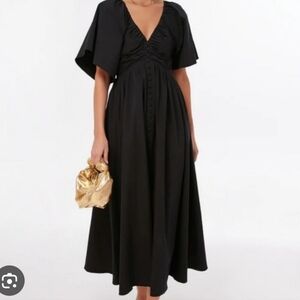 Pomander Place Black Ruched V-Neck Sundress